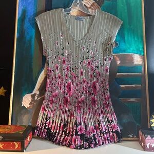 Grand Y2K Striped Floral Pink and Black Blouse One Size